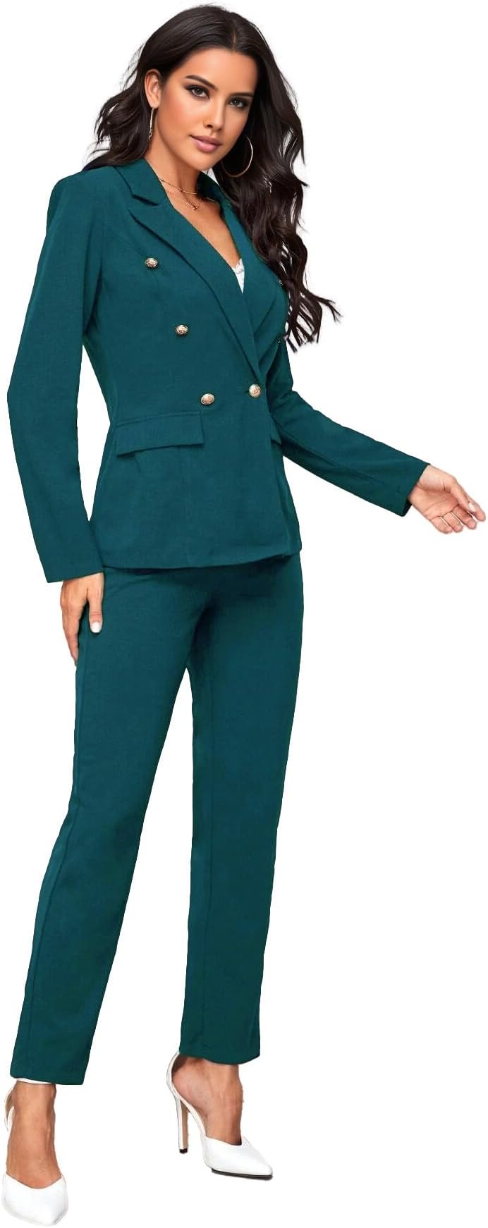 ChyrbabyWomen's Suits for Work Professional Business Attire 2 Piece Blazer and Pants Set