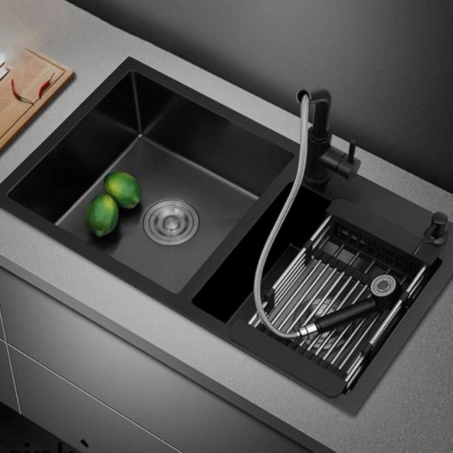 Kitchen Sinks Double Bowl Bar Prep Sink Stainless Steel with Faucet Drain Multifunction RV Sink Drop-in Or Undermount