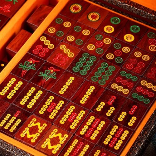 Juego de Mahjong Chino con 144 fichas de madera miniatura 4