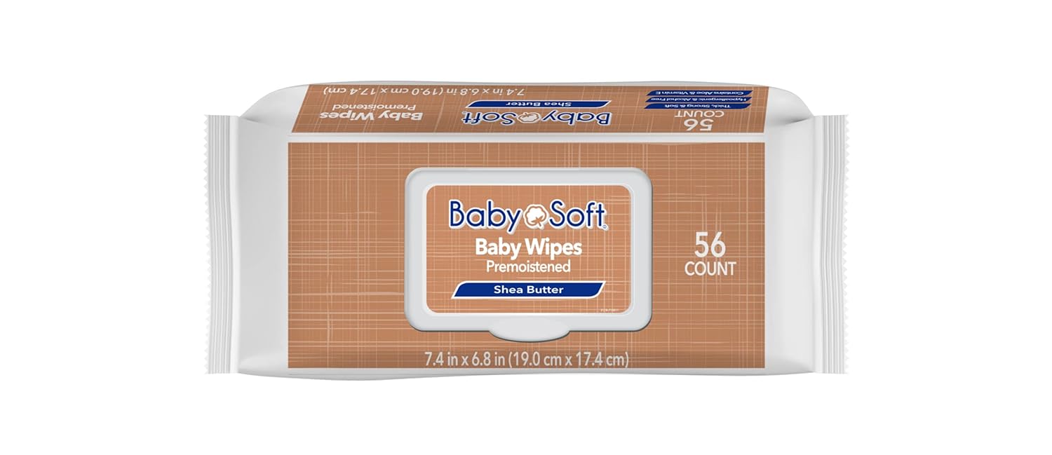 Baby Wipes, Baby Soft Shea Butter 8 Flip top packs (448 Wipes Total).