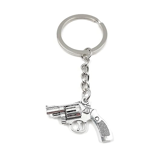 Onwomania - "Revolver Pistole Gun Crime Anhänger Schlüsselanhänger - Metall Glücksbringer ideal als Geschenk z.B. für den besten Freund, die beste Freundin, Mama - Für Männer, Frauen & Kinder