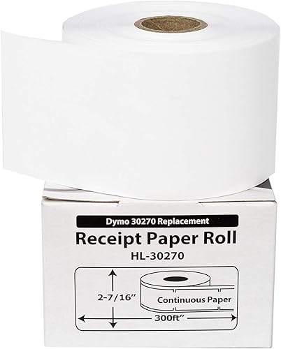 HOUSELABELS DYMO 30270 - Papel de recibo continuo compatible (2-716 pulgadas x 300 pies) compatible con Rollo, algunas impresoras DYMO LW, 4 rollos