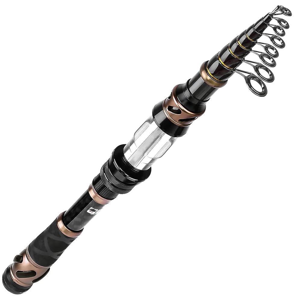 PLUSINNO Fishing Rod and Reel Combos, Toray 24-Ton Carbon Matrix Telescopic Fishing Rod, 12 +1 Shielded Bearings Stainless Steel BB Spinning Reel