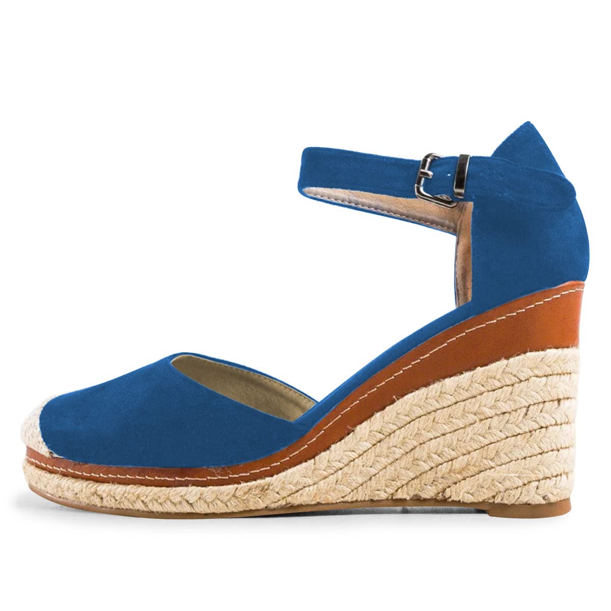 FSJ Women Closed Toe Espadrilles Dressy Wedge Sandal Ankle Strap Buckle High Heels Comfort Platform Sandals Shoes Size 4-15 US