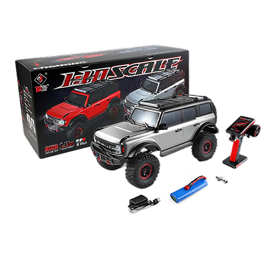 RC Draft Crawlers, escala 1/10 2.4G 4WD RC Off-Road Car sin cabrestante, alta velocidad 11 km/h y baja velocidad 3 km/h, regalo de coche de hobby para adultos (versión RTR / gris metálico)