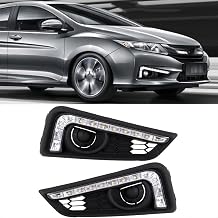 2 pcs LED Modified Daytime Running Light 12V Fog Lamp with Yellow Direction Indicator Lamp for Honda City 2015 2016 2017