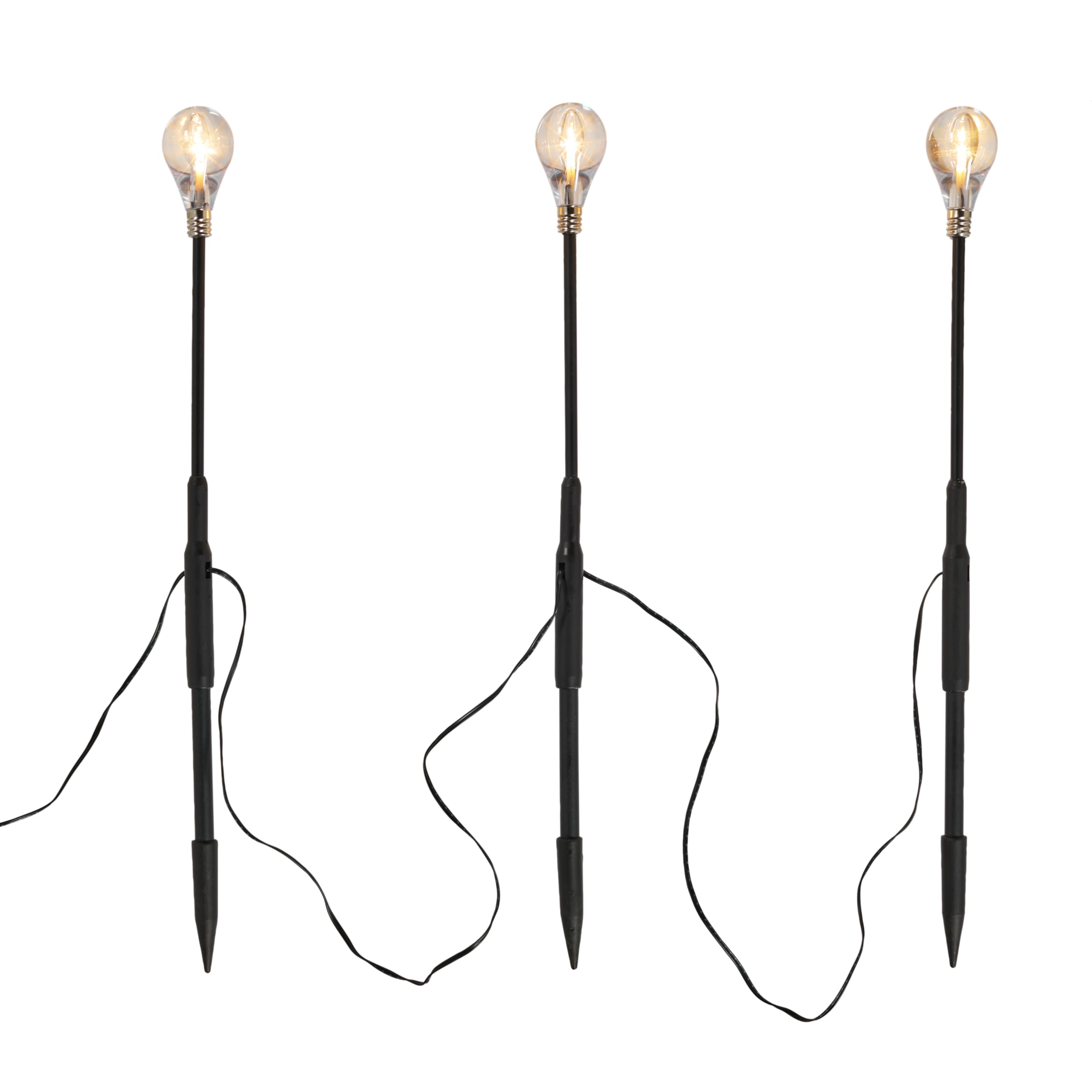 Lights4fun Set of 3 Solar Powered Mini Festoon LED Garden Pathway Decorative Stake Lights Outdoor IP44 Rated - Image 3