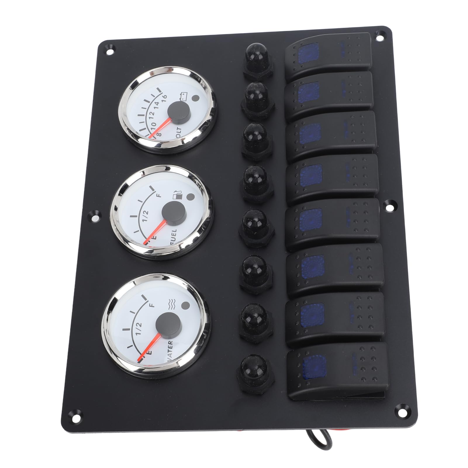 Panel de Instrumentos de Establecimiento de Calibre 3 | LED de 12 a 24V 7 Color | Nivel de Aceite Nivel de Agua Pantalla de Voltaje | Ideal para Barcos Marinos | Monitorear los