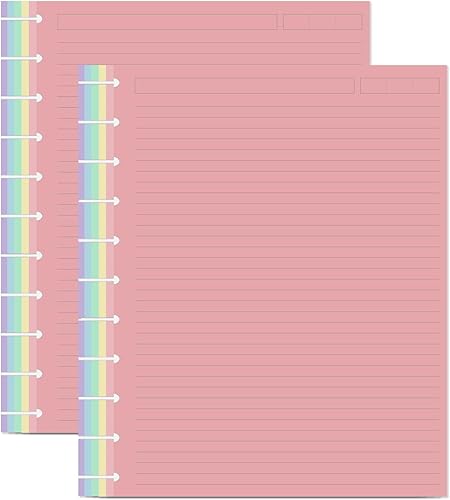 Paquete de 2 papel de repuesto con forro de disco tamaño carta, 11 discos encuadernados, 5 colores (40 hojascolor), total de 200 hojas400 páginas,