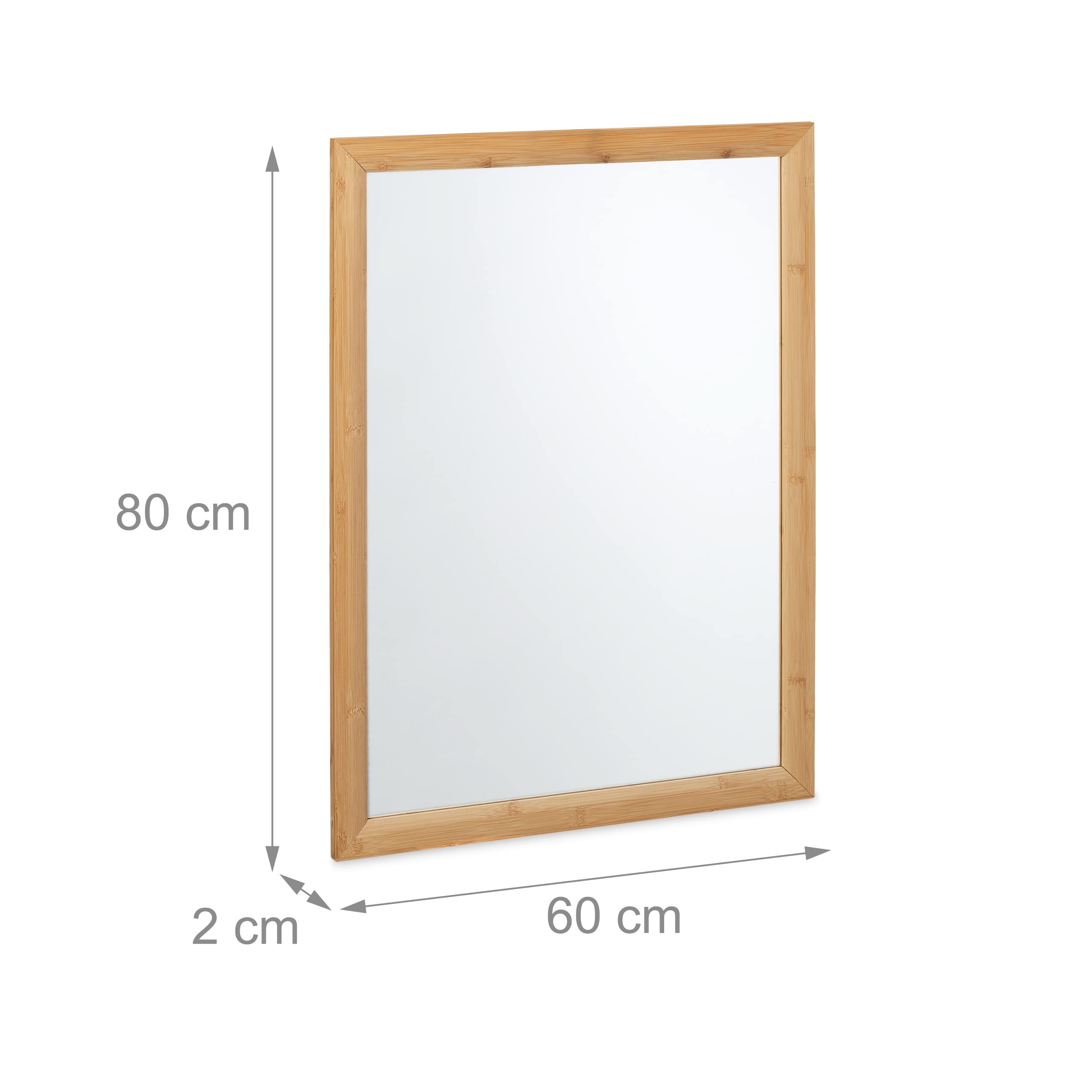 Étagère Sur Pied Avec Miroir En.casa - 4 Compartiments, Bambou Et MDF - 170x40x35 Cm - Pour Chambre, Entrée, Dressing