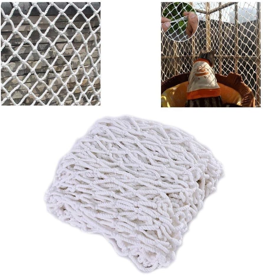 PLLP Safety Nets,Railing Net Football Net Anti-Cat Net Photo Wall Decoration Net Stair Safety Net White Nylon Net Construction Safety Net Rope Thick 6Mm Grid 10Cm,3×5m