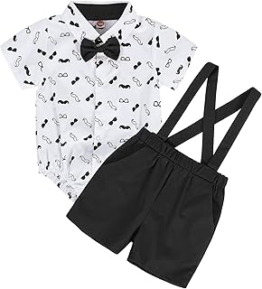 WonderBabe Baby,Clothing,Baby Boys 0-24m,Bodysuits & One-Pieces,Rompers WonderBabe Baby Boys Formal Gentleman Outfit Suit Infant Short Sleeve Tuxedo Romper Overall Clothes Newborn One Piece Onesies with Bow Tie Christening Clothes