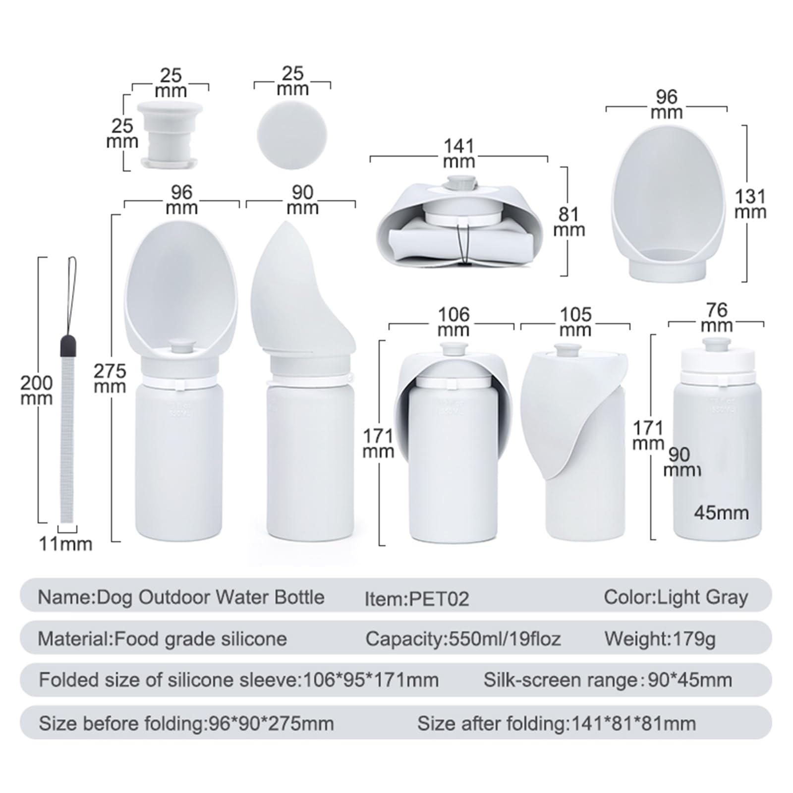 Dog Water Bottle, 550ml Water Feeder Leak Proof Portable Collapsible Dogs Water Bowl with Drinking Feeder - Image 4