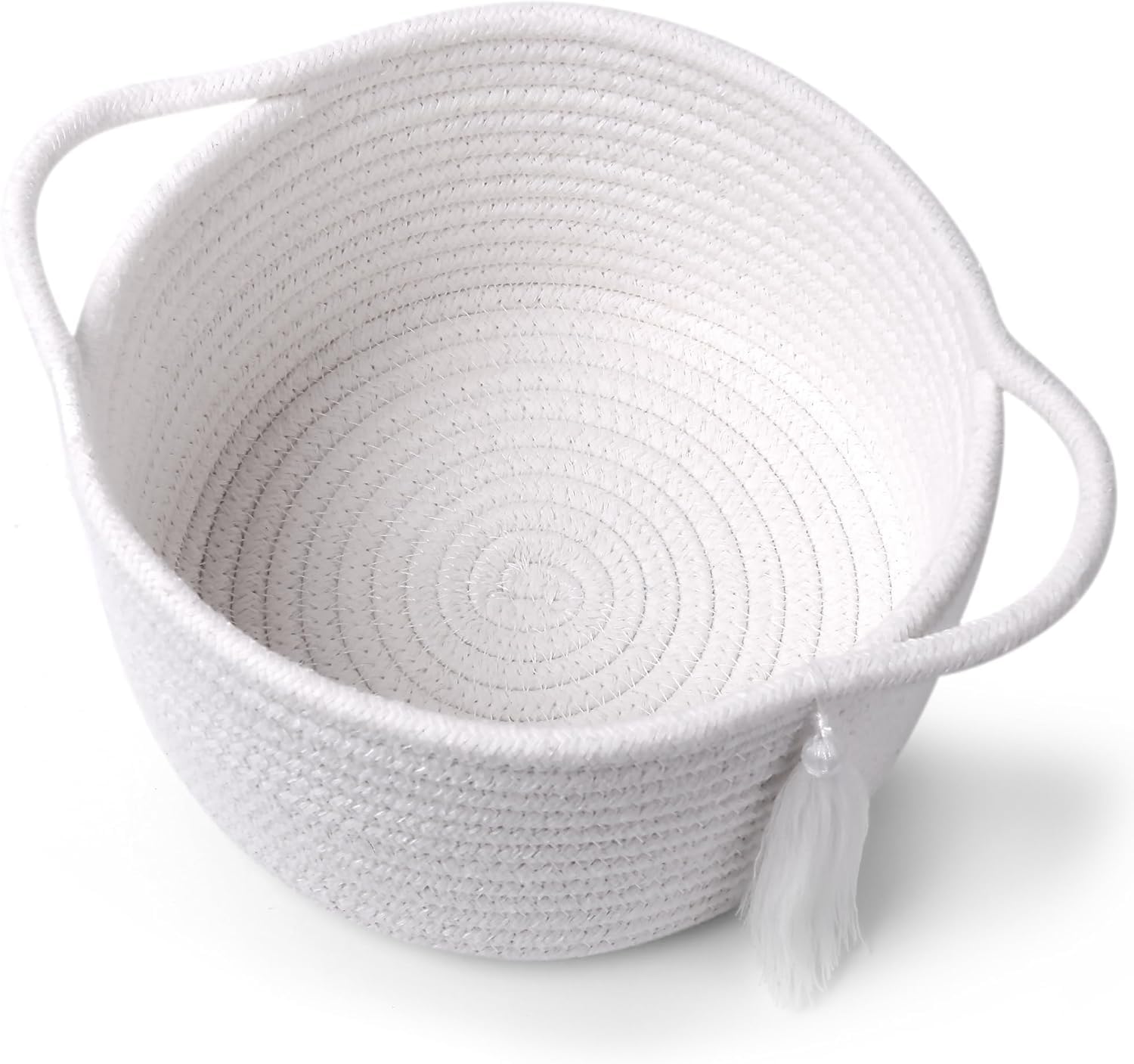 Zelura Small Gift Basket Empty to Fill with Gifts Bag & Ribbon, White