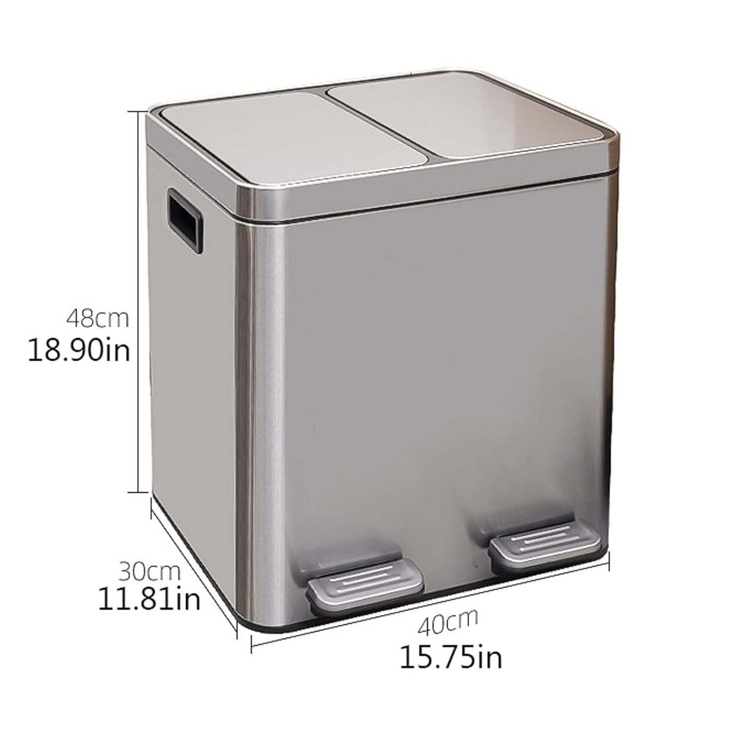 Garbage Can 28L Classified Garbage Cans Household Kitchen Stainless Steel Large Capacity Commercial Foot Pedal with Cover Office Outdoor Double Bucket Trash Bin
