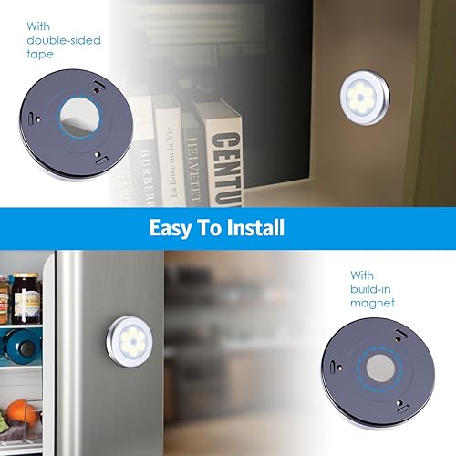 Miniatura 4 de AMIR Luz de sensor de movimiento mejorada de 3.15 pulgadas, paquete de 3 luces LED de noche alimentadas por batería, luces de armario, luces de