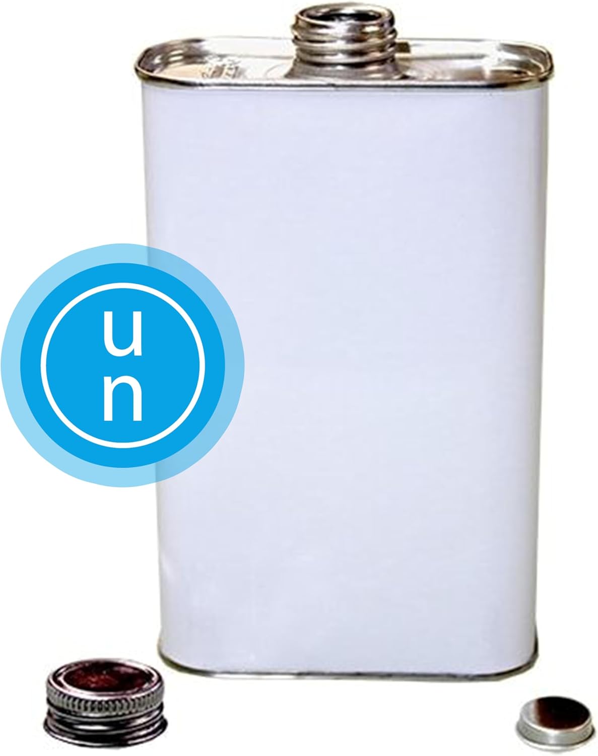 1 Pint F-Style Metal Tin Can with Cap & Seal – White Oblong Container with 1" Delta Opening – Empty Paint Can, Solvent Can, Touch Up Paint Container