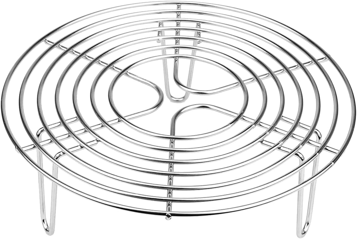 DOERDO Round Cooking Rack Multi-Purpose Stainless Steel Grilling Rack Steamer Rack Cooling Rack for Baking Canning Cooking, 20x20x7CM