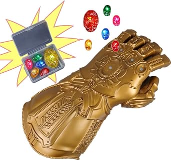 Infinity War Thanos Gauntlet with Electronic Detachable Glowing Stone - Halloween Cosplay Props PVC Gloves for Adults
