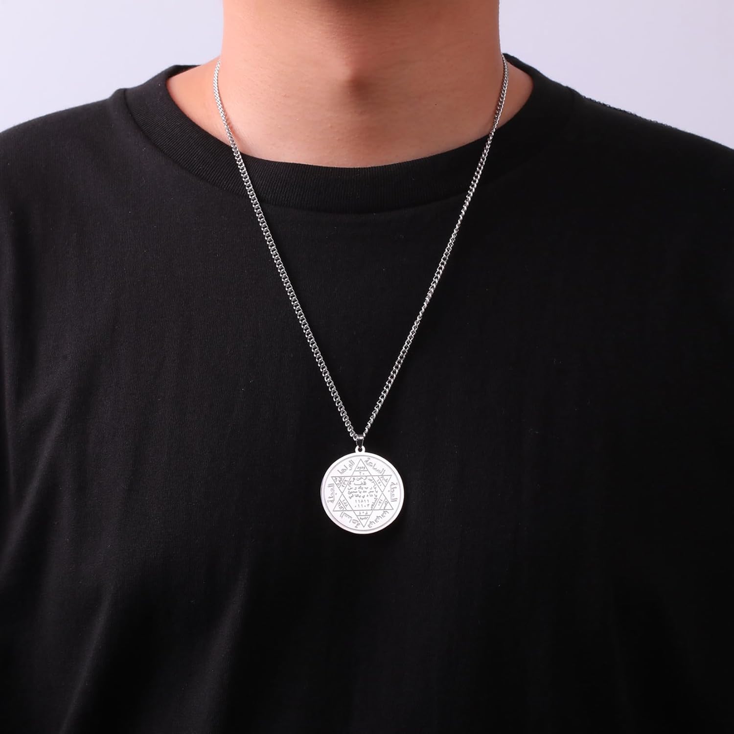 EUEAVAN Key of Solomon Necklace Seal of Solomon Pendant Talisman Of Protection Seals Kabbalah Occult Jewelry Islamic Gift Women Men - Image 2
