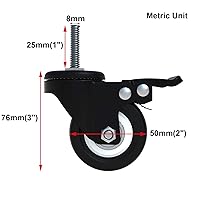 Vista 2 de AAGUT Paquete de 4 ruedas giratorias de 2 pulgadas con bloqueo de freno M8x25mm, ruedas de goma sintética resistentes, tuercas incluidas