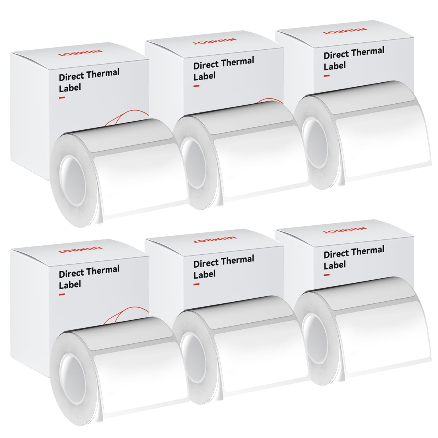 Papel de etiqueta blanca de 6 rollos de 50 x 30 mm, compatible con NIIMBOT B1 B21 B3S etiquetadora impermeable, papel de etiquetas autoadhesivo para oficina y hogar, reemplazo de cinta de
