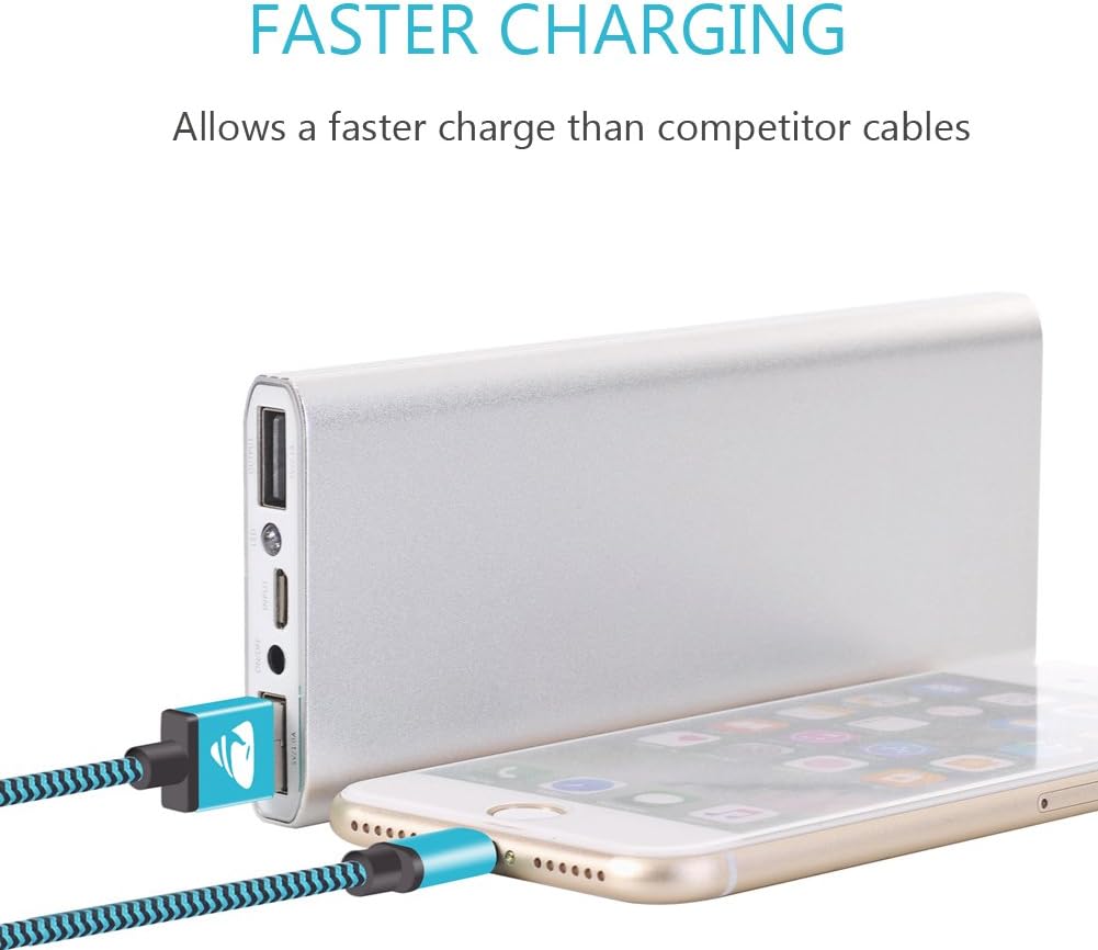 iPhone Charger Cable MFi Certified Aioneus iPhone Charger Lightning Cable 3pack 6FT Nylon Braided Fast iPhone Charging Cord for iPhone 11pro 11 Xs Max X XR 8 7 6s 6 Plus 5s SE 2020, iPad Mini/Air-Blue
