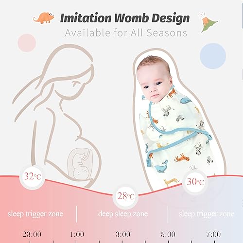 Miniatura 7 de LAT - Manta para envolver con cremallera, fácil de ajustar, paquete de 3 unidades, saco de dormir para bebés recién nacidos, saco de dormir 100%