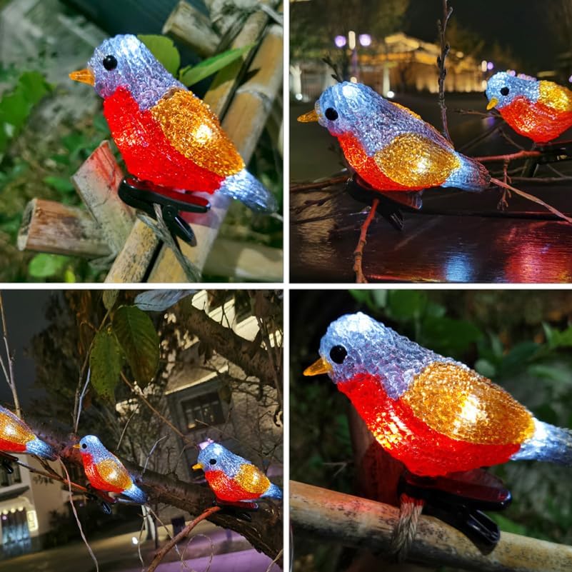 Waterproof Outdoor Bird Light String 78.74In Lifelike Led Landscape Lights with Clips for Garden Patio Yard Decoration