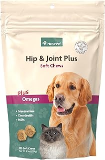 Hip & Joint Supplement for Dogs & Cats, Contains Glucosamine, Chondroitin and MSM to Maintain Healthy Joint Cartilage and Tissues, Made by NaturVet, 120 Count (Pack of 1)