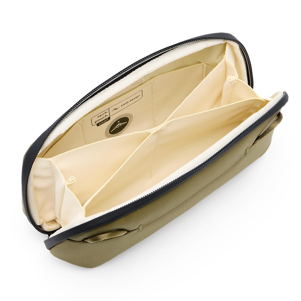 Peak Design Small Tech Pouch, Kelp, Electronics Organizer for Travel or Everyday Carry, Origami-Style Storage, Cable Pass-Through, Weatherproof Recycled Nylon, Gear Carry Bag for Men and Women