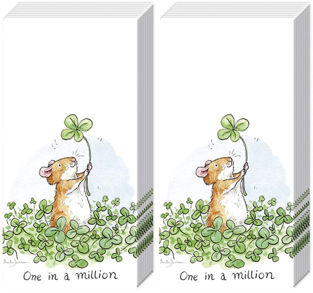 Taschentücher bedruckt 2 x 10 Handkerchiefs Lucky for All Gift - Paper, 4-Ply, Eco-Friendly, White or Cream, Bag, 20 Count