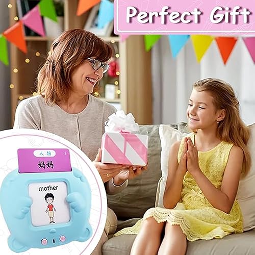 Miniatura 24 de RT&BS Tarjetas didácticas hablantes en chino inglés, juguetes bilingües, tarjetas flash de mandarín para niños, 224 palabras de vista rosa