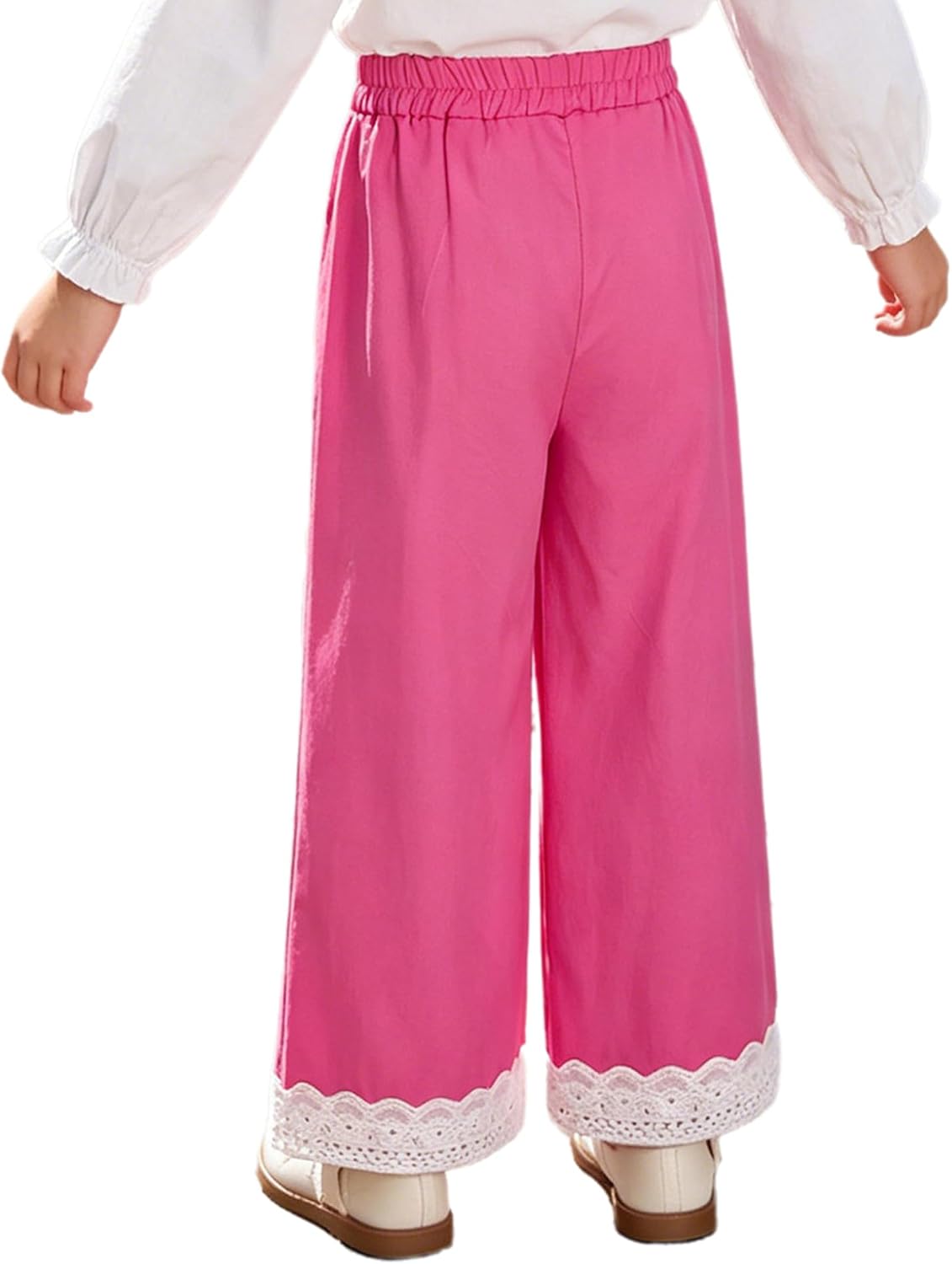 Alvivi Little Girls Casual Pants for Sports Vacation School Bottoms Lace Trim Summer Trousers Outing Wear