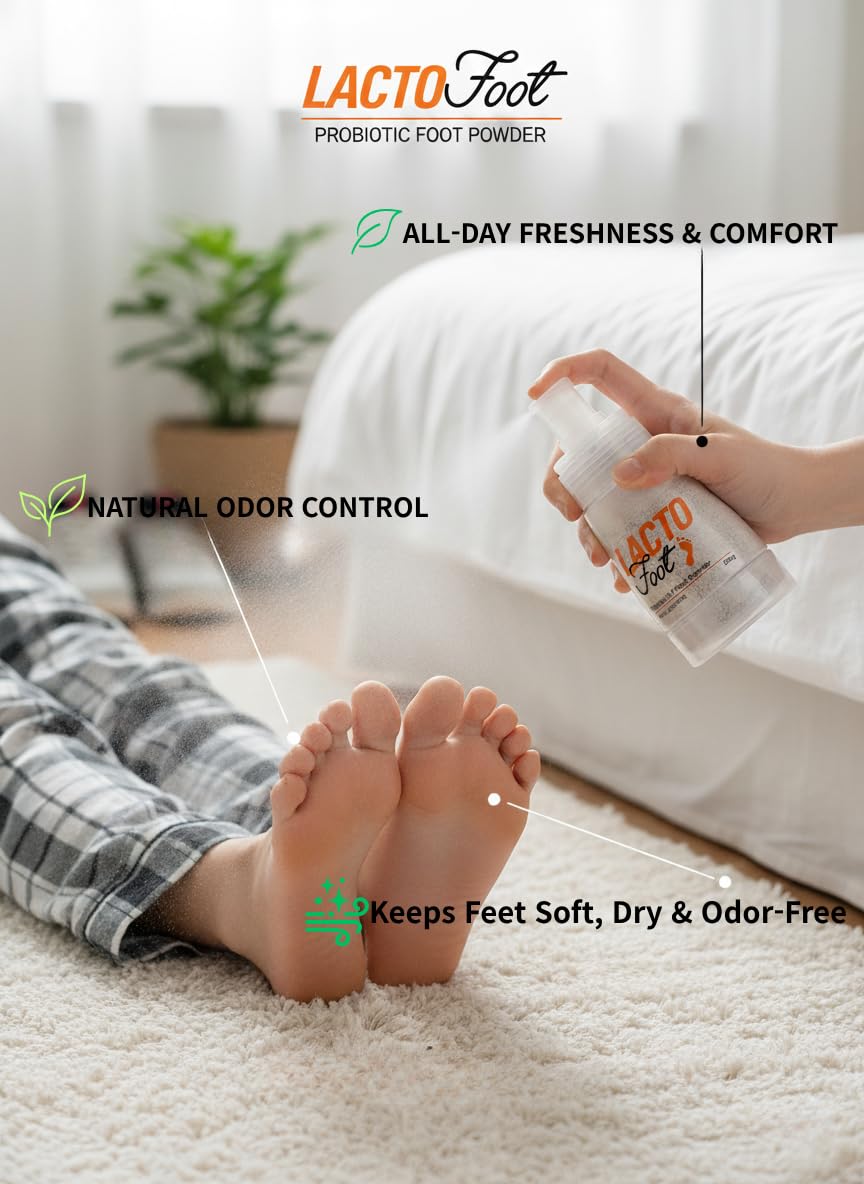 [pH4] LactoFoot Probiotic Foot Powder – Baby Powder Scent Natural Deodorizing & Freshness Care – With Probiotic Complex, Kaolin & Cornstarch – Keeps Feet Soft, Dry & Odor-Free, 80g(2.82oz)