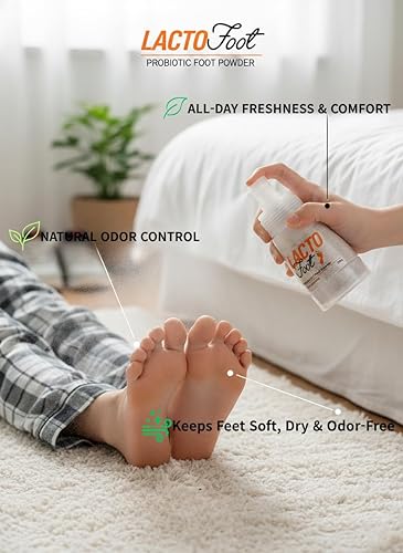 Miniatura 5 de pH4 LactoFoot - Polvo probiótico para pies, aroma a polvo de bebé, desodorizante natural y cuidado de la frescura, con complejo probiótico, caolín y