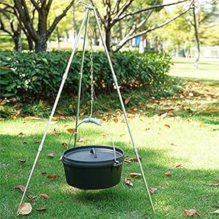 MAJFK Outdoor Cooking Tripod Set Folding Campfire Grilling Grill Grate Stand Camping Fire Pit Tool Bonfire Party Picnic BBQ Hanger