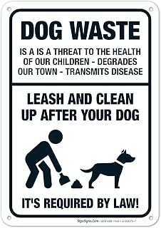 Dog Waste is a Threat to The Health of Our Children Leash and Clean Up After Your Dog Sign, 10x7 Inches, Rust Free .040 Aluminum, Fade Resistant, Made in USA by Sigo Signs