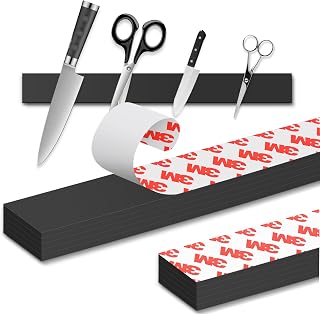 Thaibear Magnetic Strips, Flexible Magnetic Tape with Adhesive (12 Pack, 6" x 1")