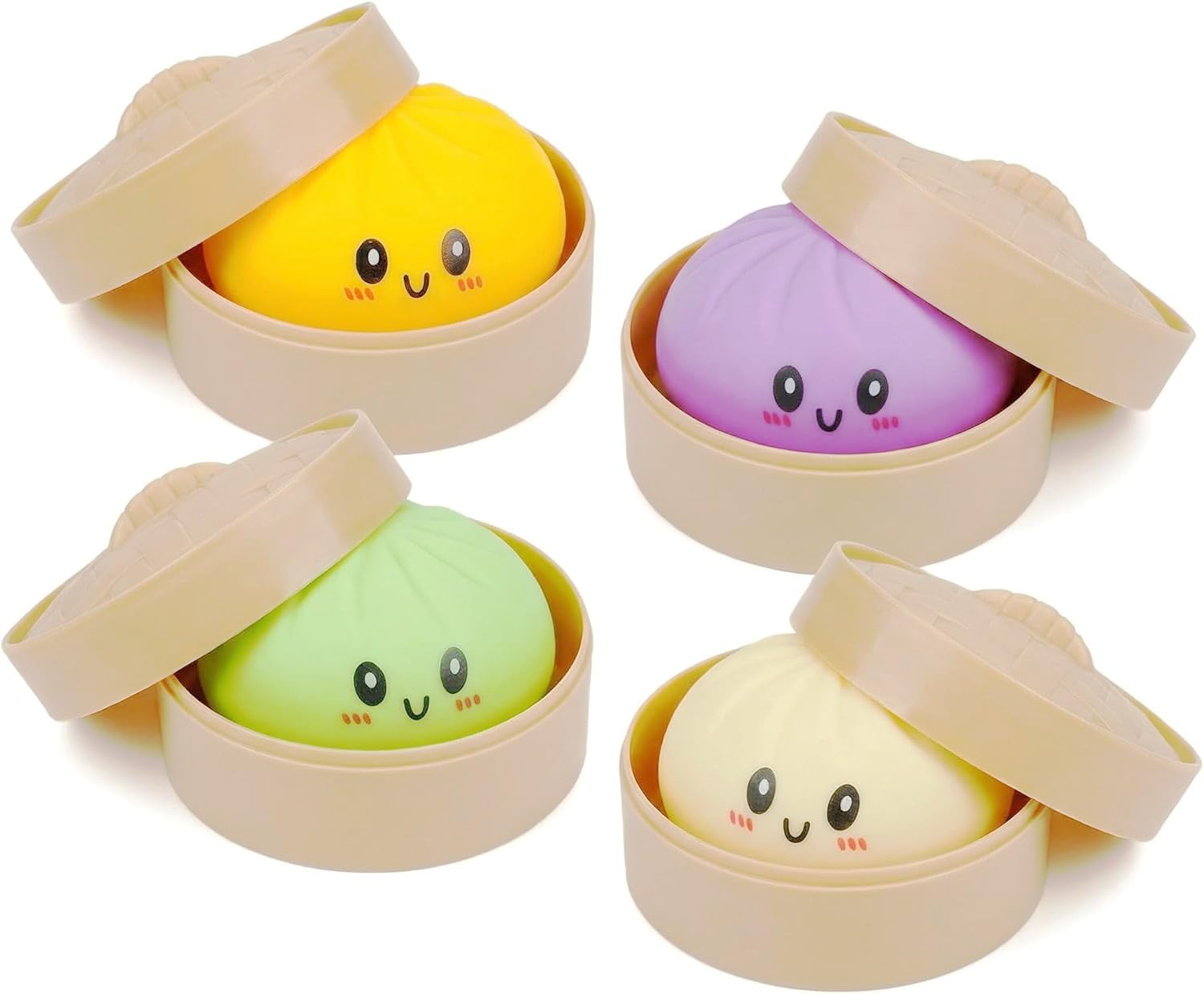 SQUEEZY DUMPLINGS Squishy Raviolo BAO BUN - sensoryczna zabawka do wyciskania stresu - 1 losowy kolor losowy - rozmiar 8,5 cm długości i 6 cm wysokości