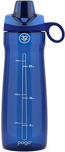 Bouteille d'eau en plastique Pogo avec couvercle à boire et poignée de transport, réutilisable, sans BPA, lavable au lave-vaisselle, parfaite pour les voyages, l'école, les activités de plein air et la gym | 18 oz, 32 oz
