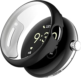 for Google Pixel Watch3 45MM ケース スマートウォッチ 全面保護 TPU メッキ 脱着簡単 タッチ感度いい 耐衝撃性 落下防止 Pixel Watch 3 45MM 保護カバー (ブラック+クリア)