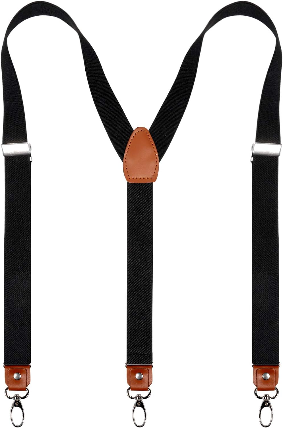 Mens 1 Inch Suspender with Leather Joint and 3 Swivel Hooks