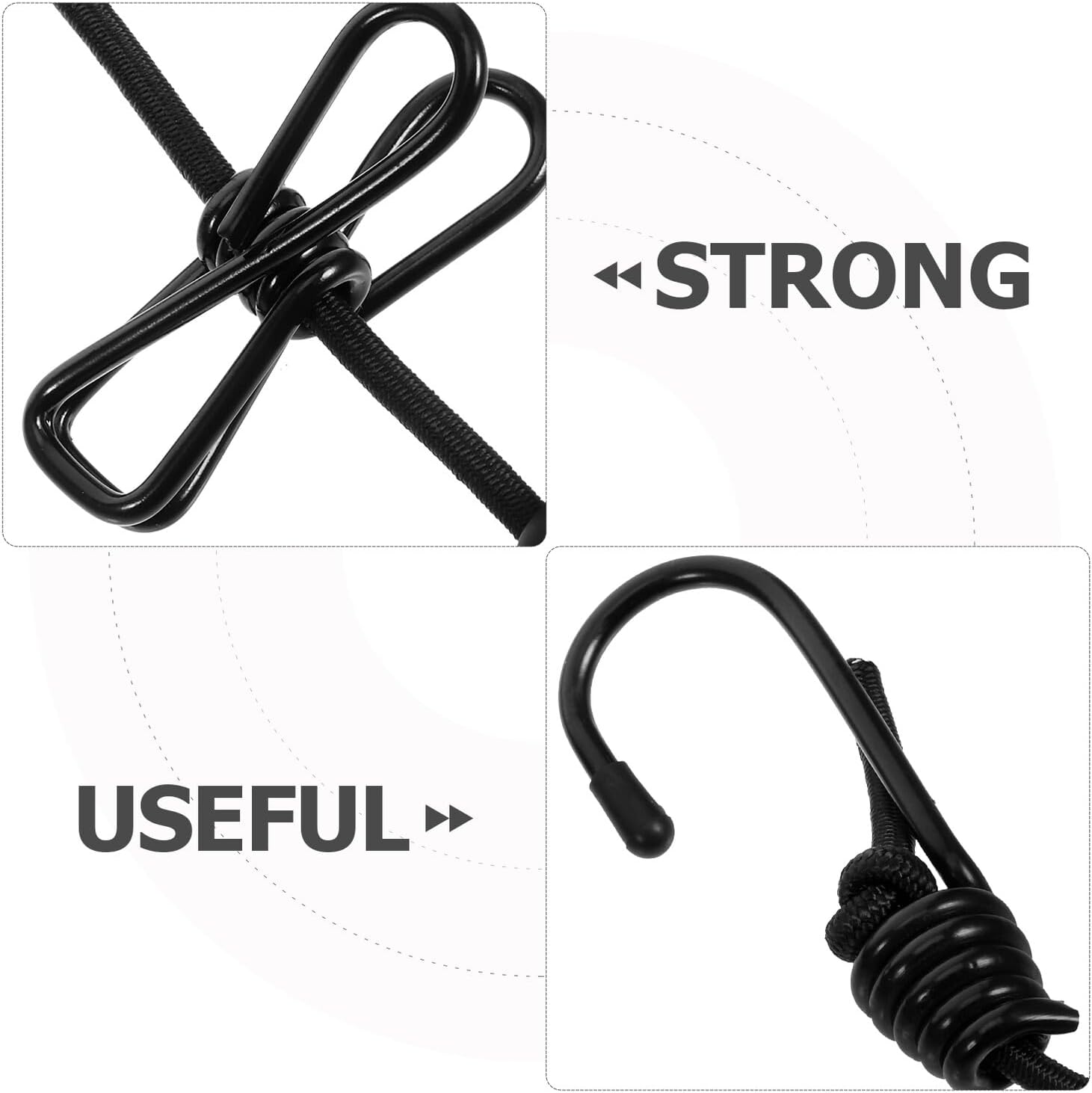 Travel Retractable Clothesline with Clips, Adjustable Elastic Clothes Drying Line for Outdoor Camping, Portable Black Clothes Rope Washing Line 3-Set with 13 Anchors and 12
