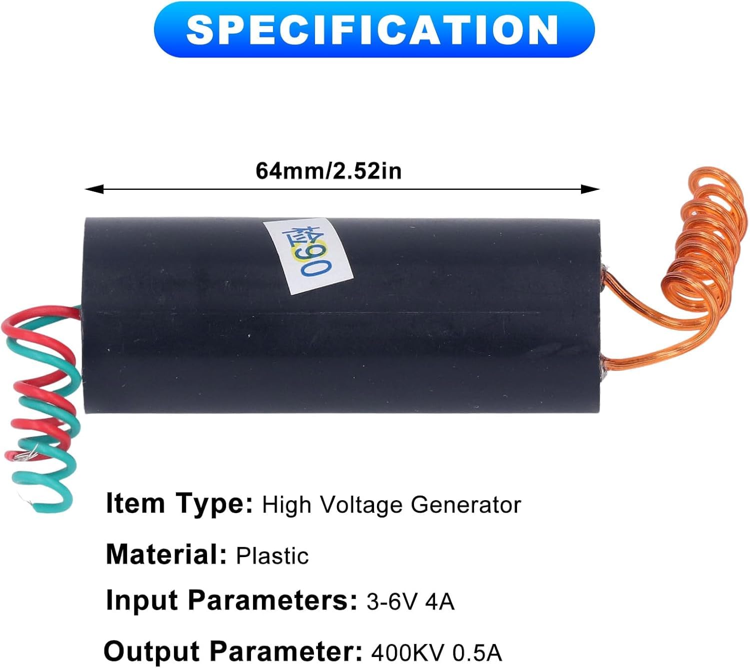 5 Sztuk Moduł Generatora Wysokiego Napięcia 400KV Moduł Zwiększania Mocy Do Naukowego Sprzętu Elektronicznego Transformator Wysokiego Napięcia 3-6V Czarny