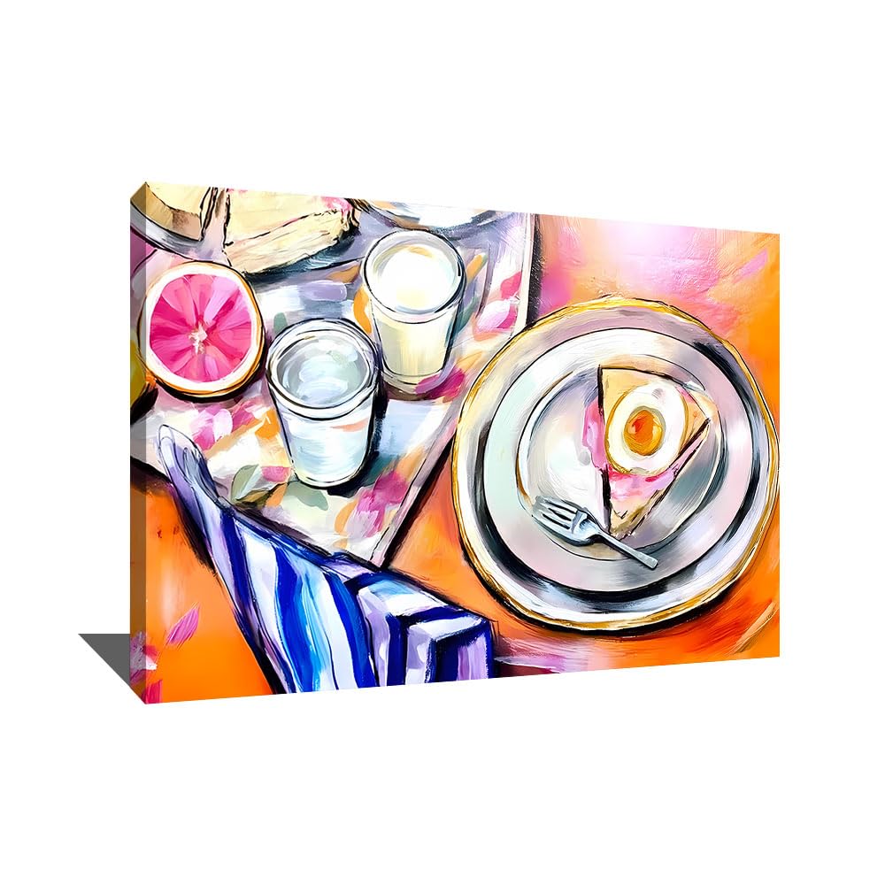 Alessio Cacciatore Quadro per cucina moderna, poster decorazione da parete acquerello, stampa su tela colorata, grande cornice decorativa moderna (40 x 30 cm)