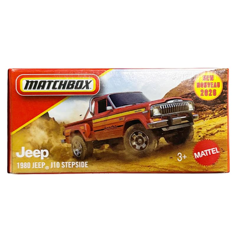 Image of Hot Wheels 2025 Match Box 1980 Jeep J10 Stepside for 3 Years & Above 34 /125 (Red)