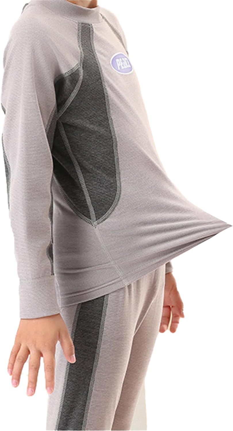 Kids Thermal Underwear Set Long Sleeve Base Layer Outfit Mock Neck Shirts with Legging Sport Gym Outfit
