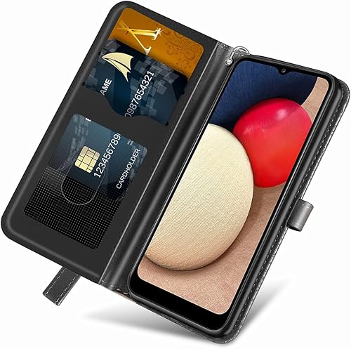 Miniatura 2 de MEUPZZK Funda para Samsung Galaxy A03S funda tipo cartera para Samsung A03S piel sintética de alta calidad en relieve con ranuras para tarjetas