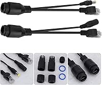 Vista 7 de Adaptador PoE de 12 V, Power Over Ethernet Pasivo PoE Adaptador Cable Splitter Inyector para cámara de vigilancia (negro)